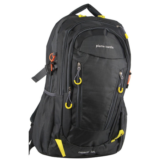 Pierre Cardin Mens Nylon Adventure Travel & Sport Large Backpack Bag in Grey/Black-0