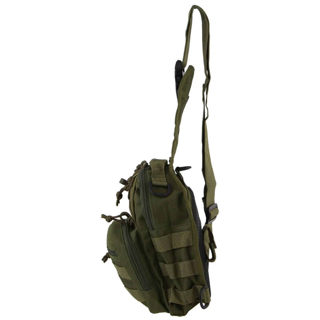 Pierre Cardin Cross Body Tactical Sling Bag Rucksack Army Style in Green-2