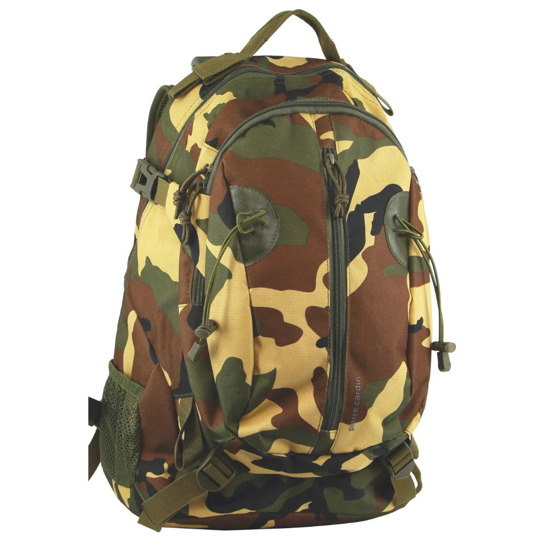 Pierre Cardin Mens Backpack Shoulder Bag Travel Outdoor - Army Camouflage-0
