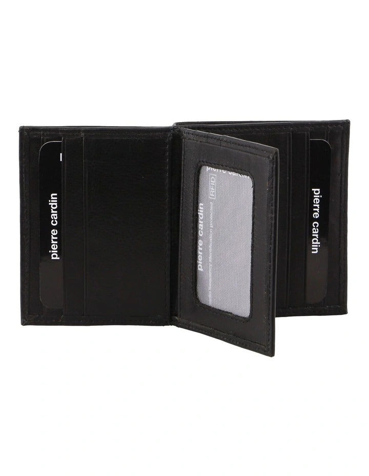 Pierre Cardin Mens Slim Bi-Fold Leather Wallet Rustic w/ RFID Protection in Black-2