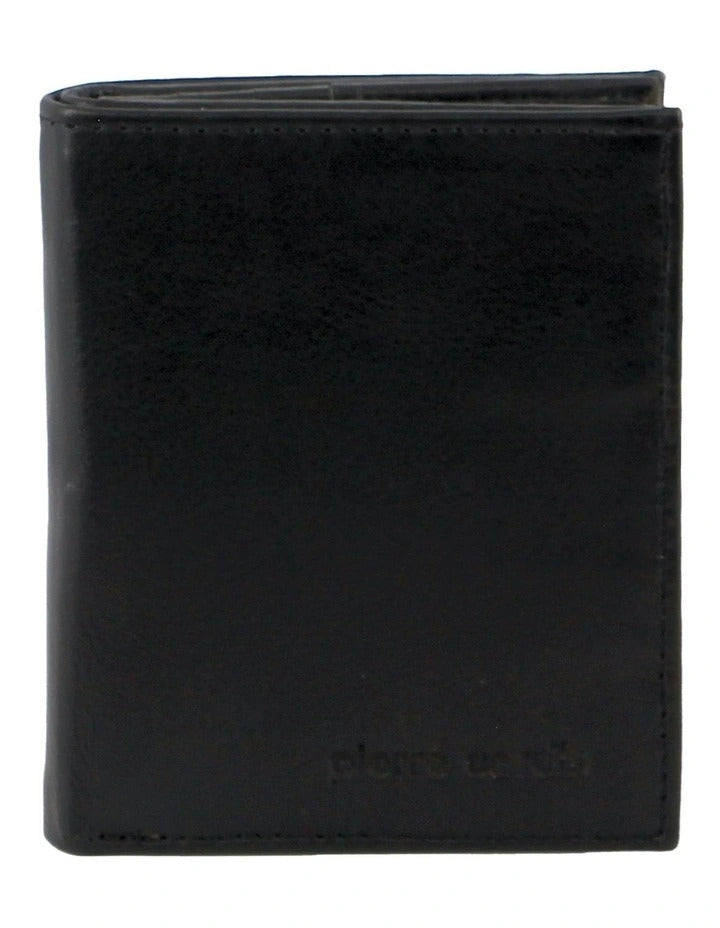 Pierre Cardin Mens Slim Bi-Fold Leather Wallet Rustic w/ RFID Protection in Black-3