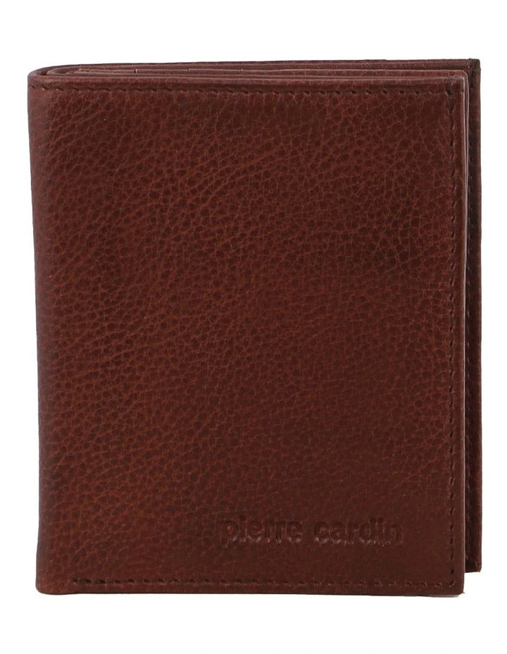 Pierre Cardin Mens Slim Bi-Fold Leather Wallet Rustic w/ RFID Protection in Brown-2