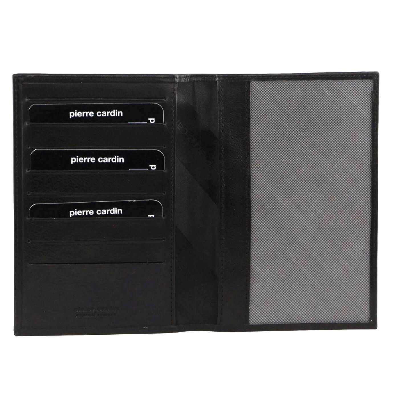 Pierre Cardin Leather Passport Holder Cover Wallet w/ RFID Protection - Black-1