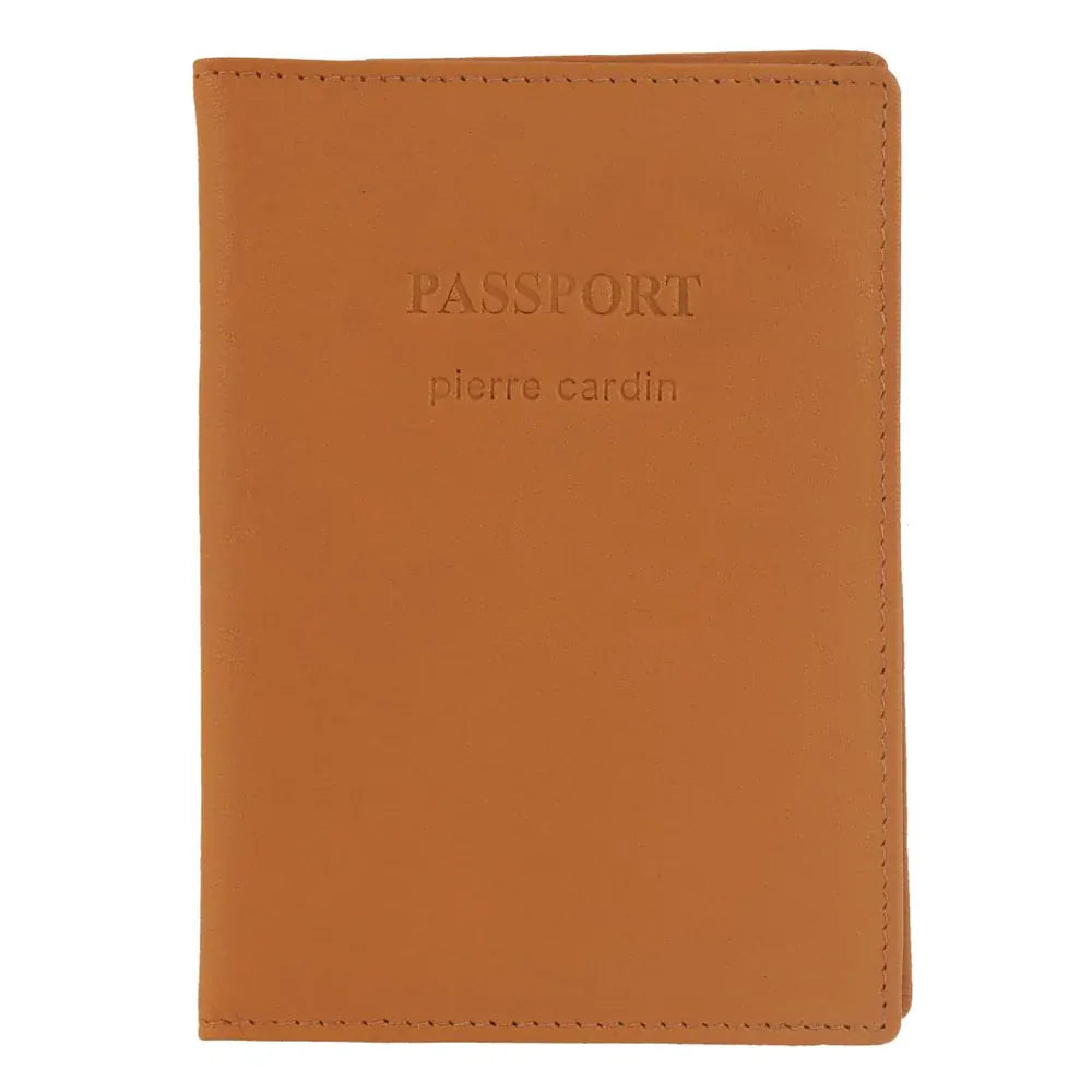 Pierre Cardin Leather Passport Travel Wallet Cover in Apricot Orange