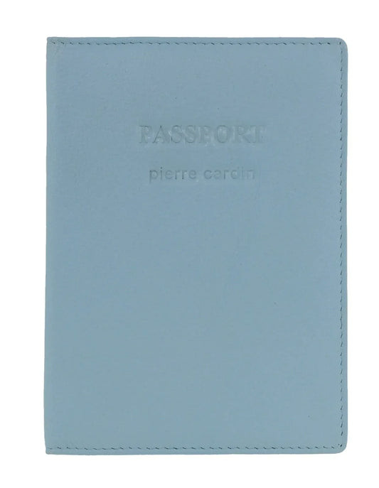 Pierre Cardin Leather Passport Travel Wallet Cover in Aqua