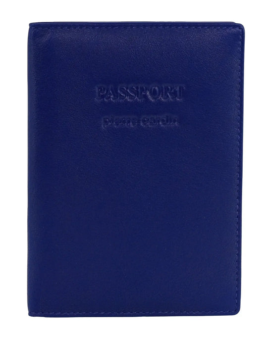 Pierre Cardin Leather Passport Travel Wallet Cover in Blue