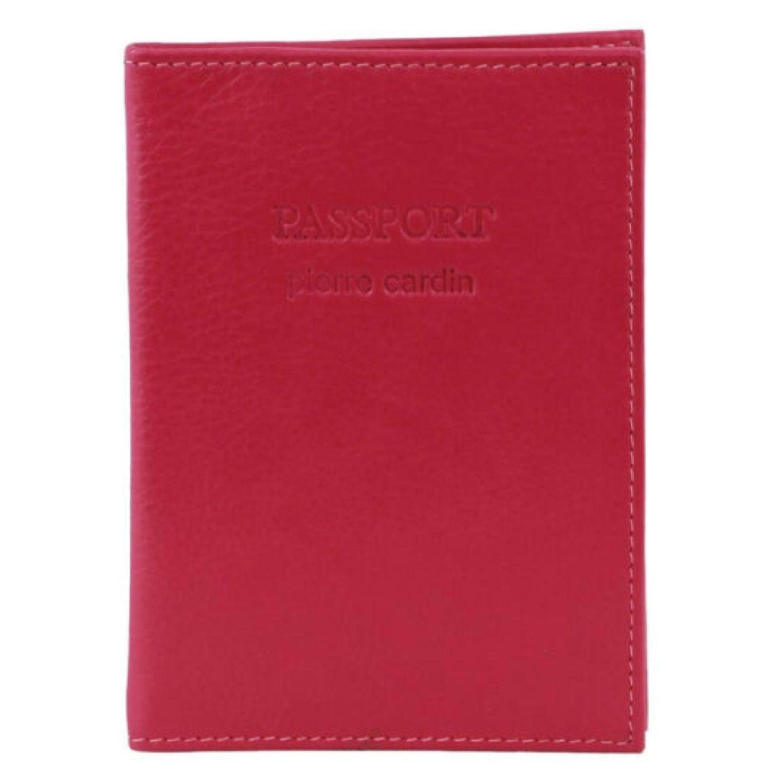 Pierre Cardin Slim Leather Passport Wallet Holder RFID Case Cover - Fuschia-0
