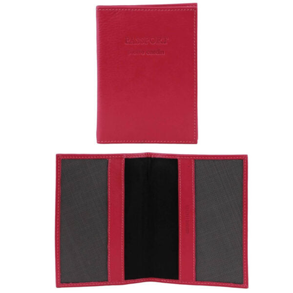 Pierre Cardin Slim Leather Passport Travel Wallet Holder RFID Case Cover - Fuschia