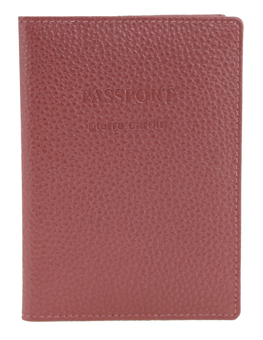 Pierre Cardin Leather Passport Travel Wallet Cover in Metallic Rose