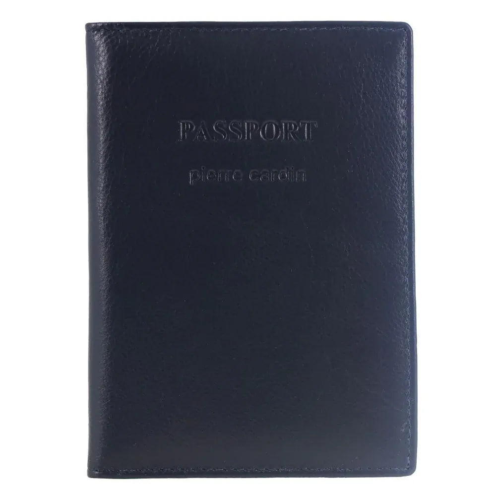 Pierre Cardin Leather Passport Travel Wallet Cover in Navy