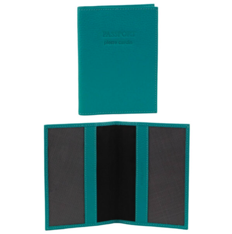 Pierre Cardin Slim Leather Passport Wallet Holder RFID Case Cover - Turquoise-3