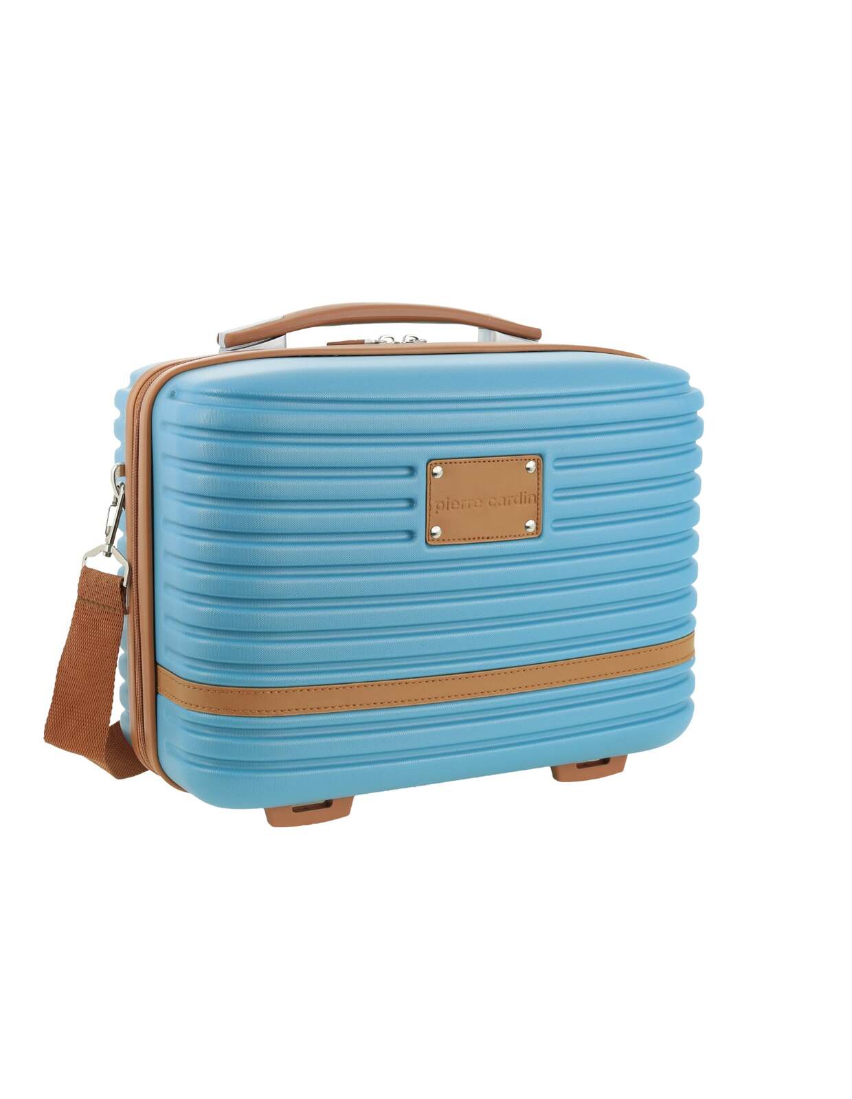 Pierre Cardin Beauty Case Hard Shell Makeup Cosmetic Organizer Travel in Blue/Brown-1