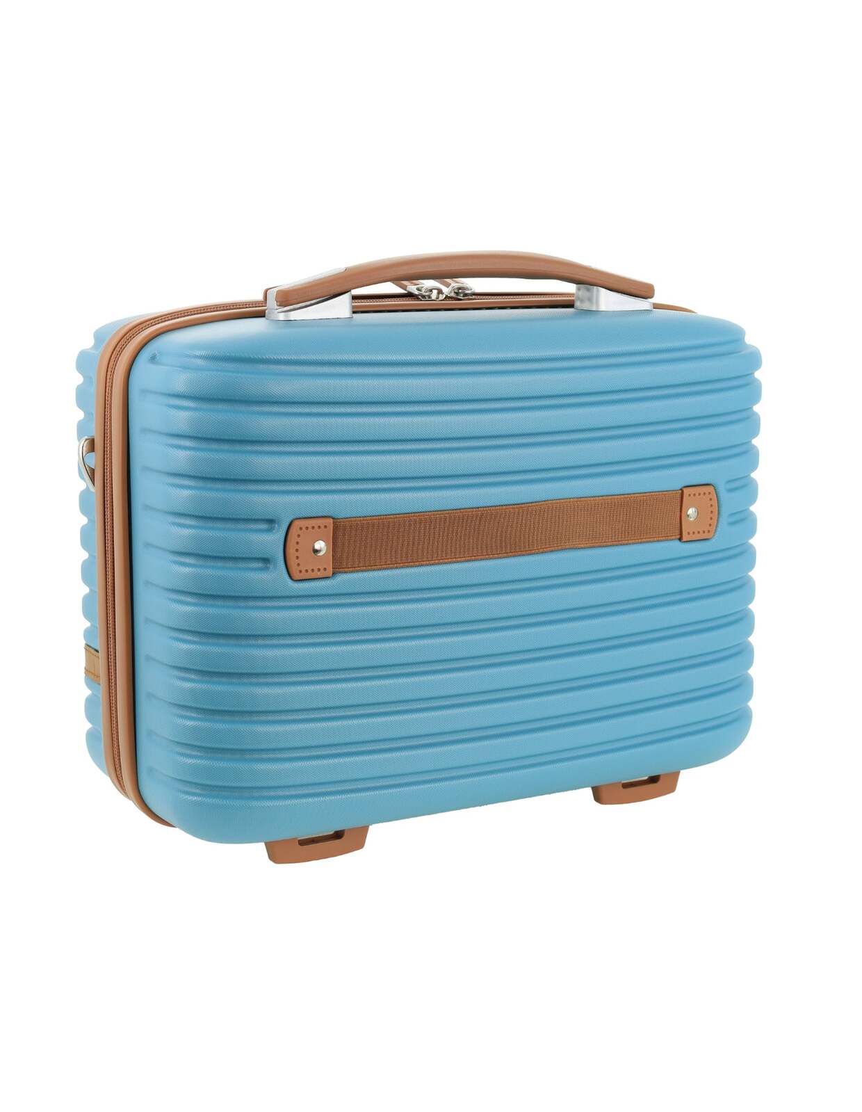 Pierre Cardin Beauty Case Hard Shell Makeup Cosmetic Organizer Travel in Blue/Brown-2