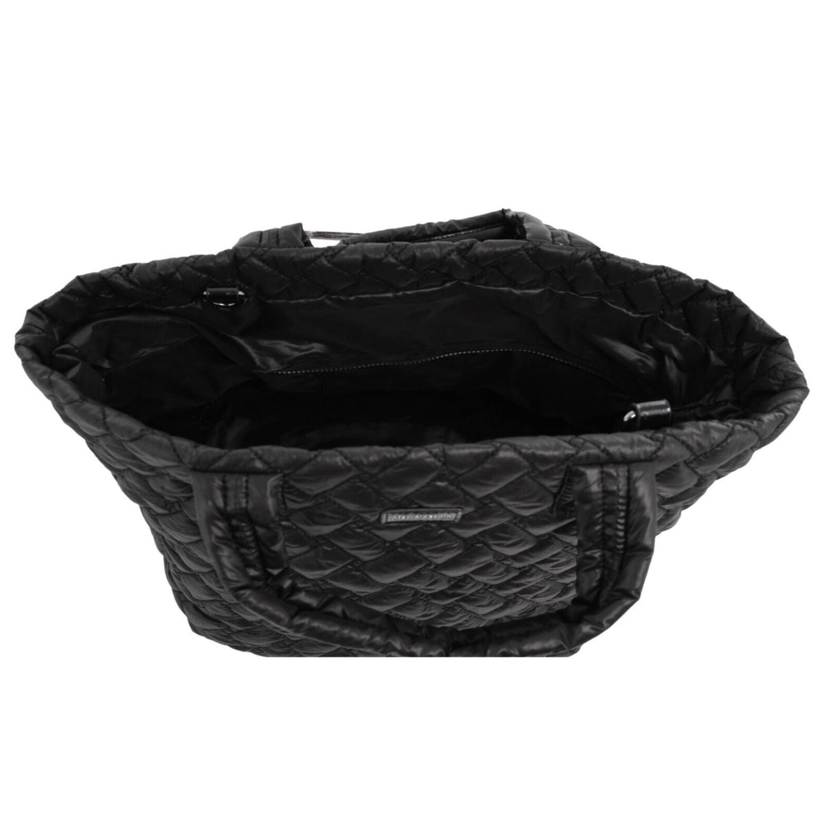 Pierre Cardin Womens Nylon Small Quilted Shoulder Tote Bag - Black