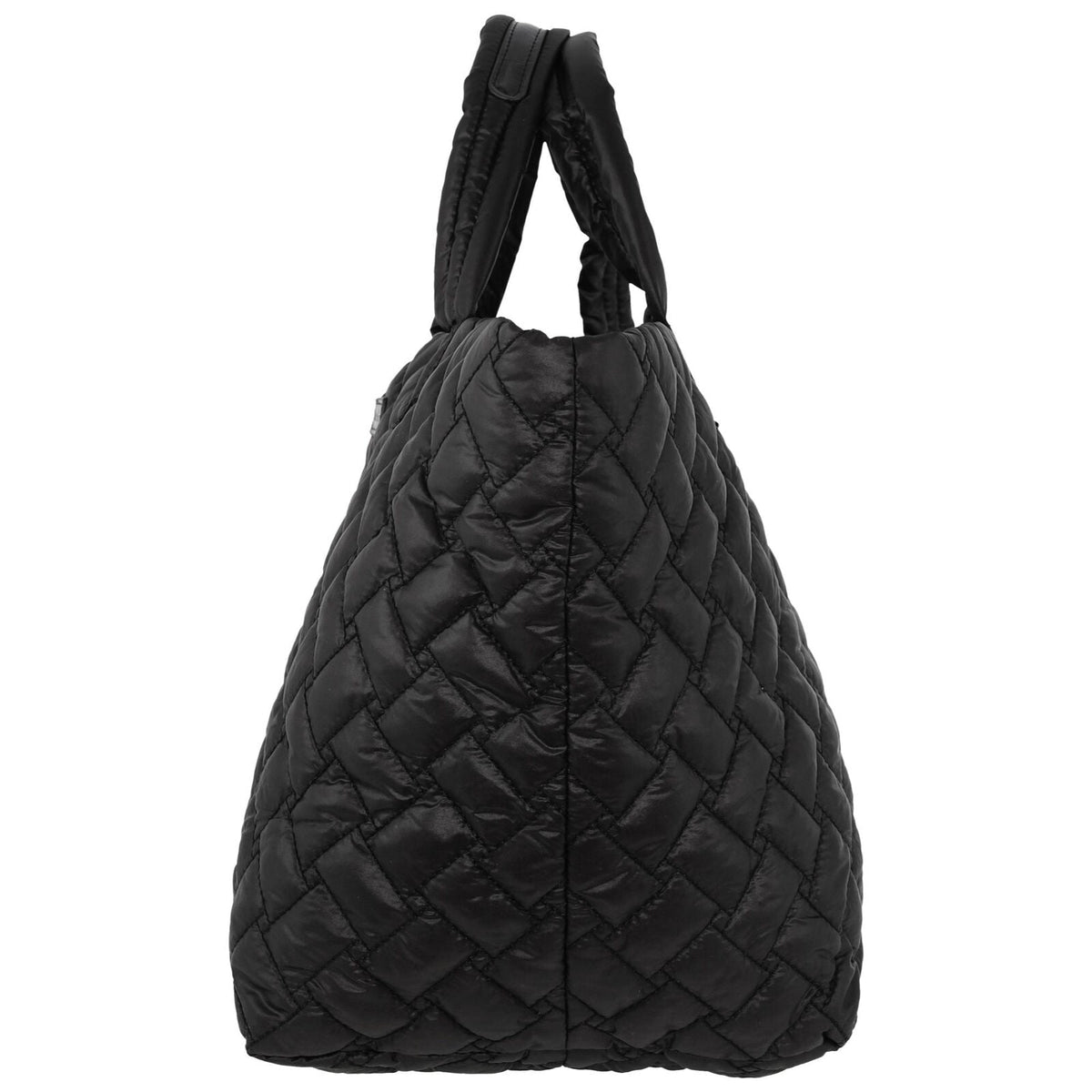Pierre Cardin Womens Nylon Small Quilted Shoulder Tote Bag - Black