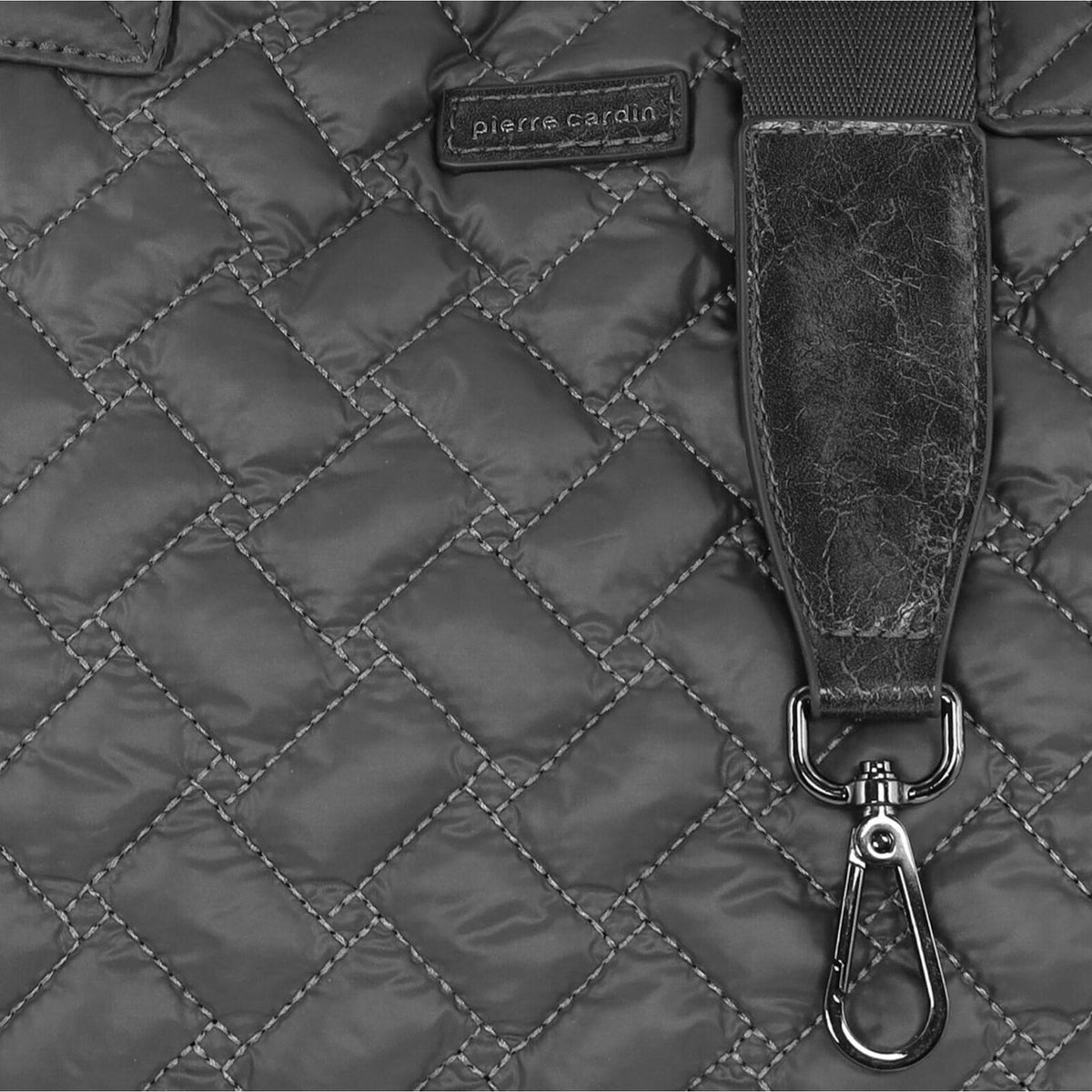 Pierre Cardin Women's Nylon Small Quilted Shoulder Tote Bag - Grey