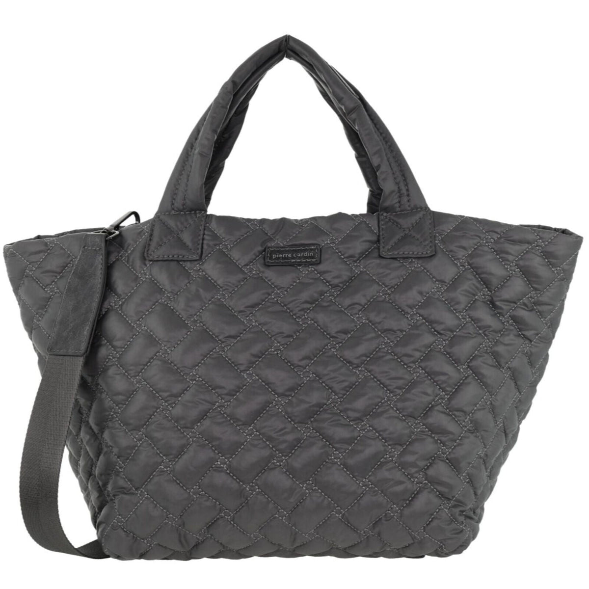 Pierre Cardin Women's Nylon Small Quilted Shoulder Tote Bag - Grey