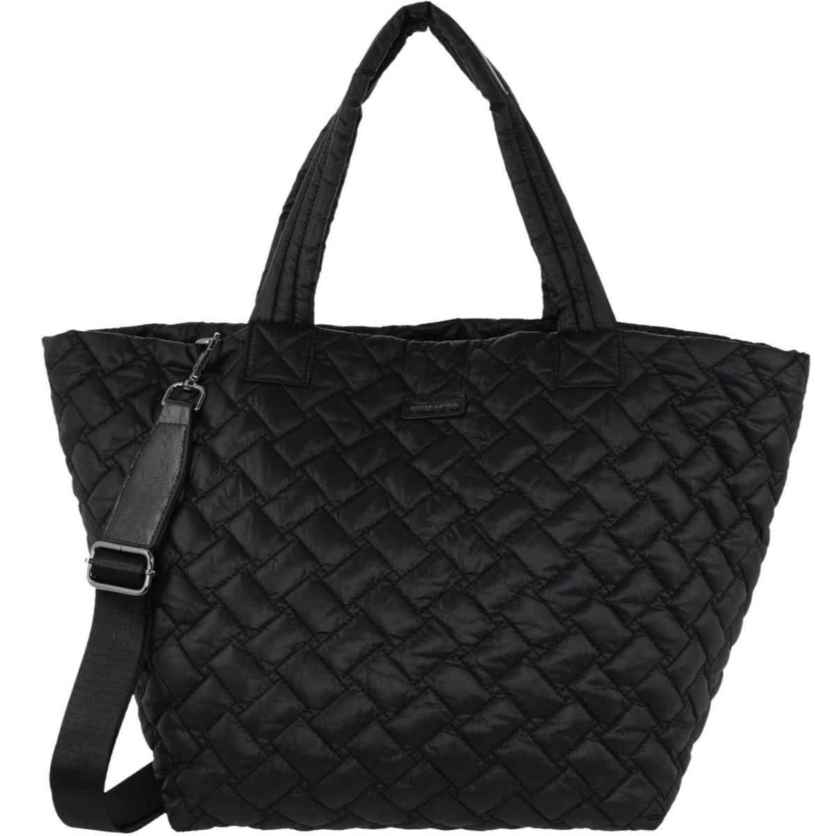 Pierre Cardin Womens Casual Nylon Padded Shoulder Tote Bag - Black