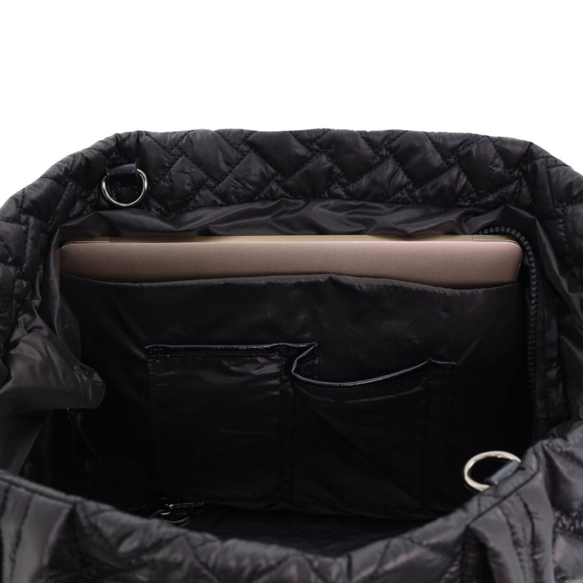 Pierre Cardin Womens Casual Nylon Padded Shoulder Tote Bag - Black