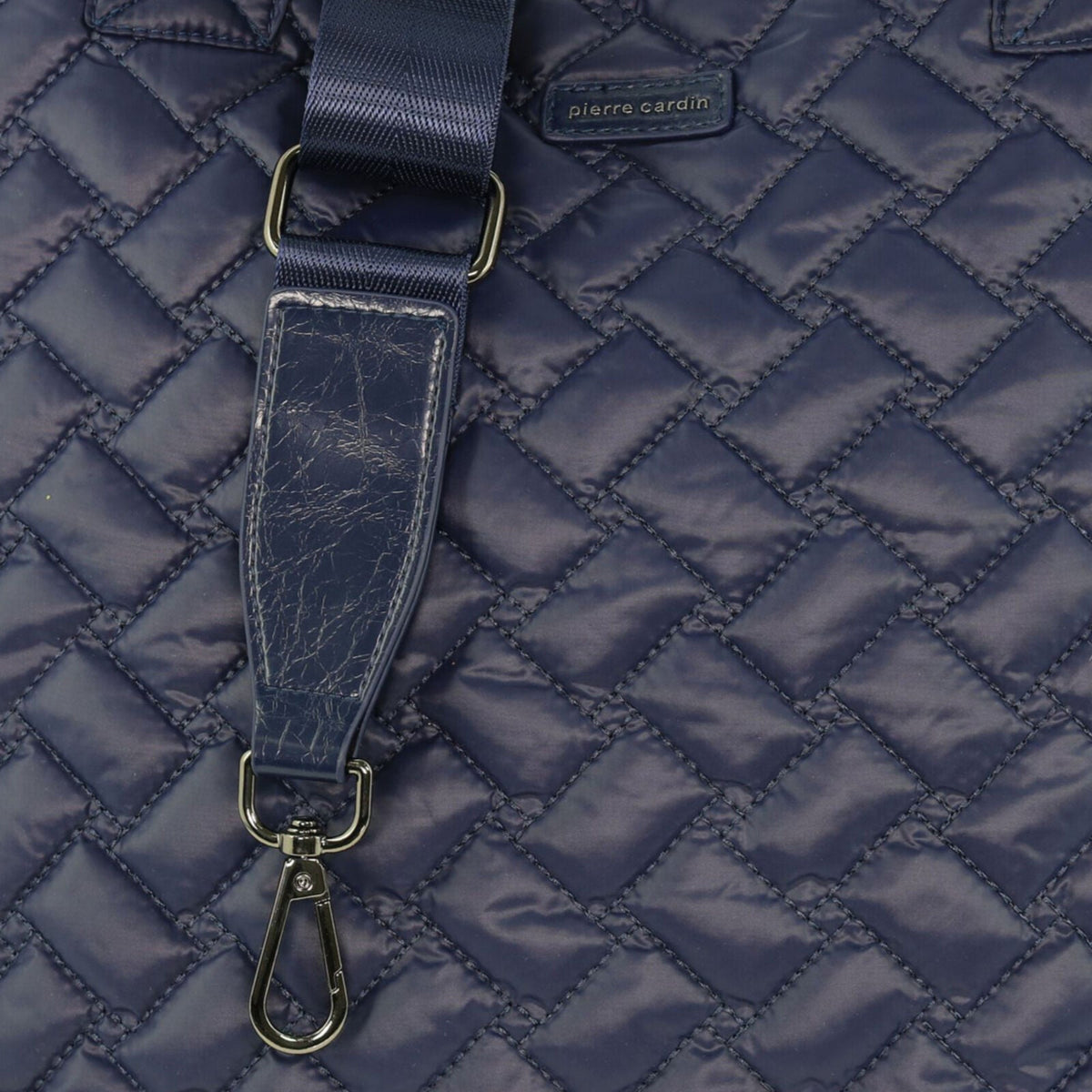 Pierre Cardin Womens Casual Nylon Padded Shoulder Tote Bag - Navy