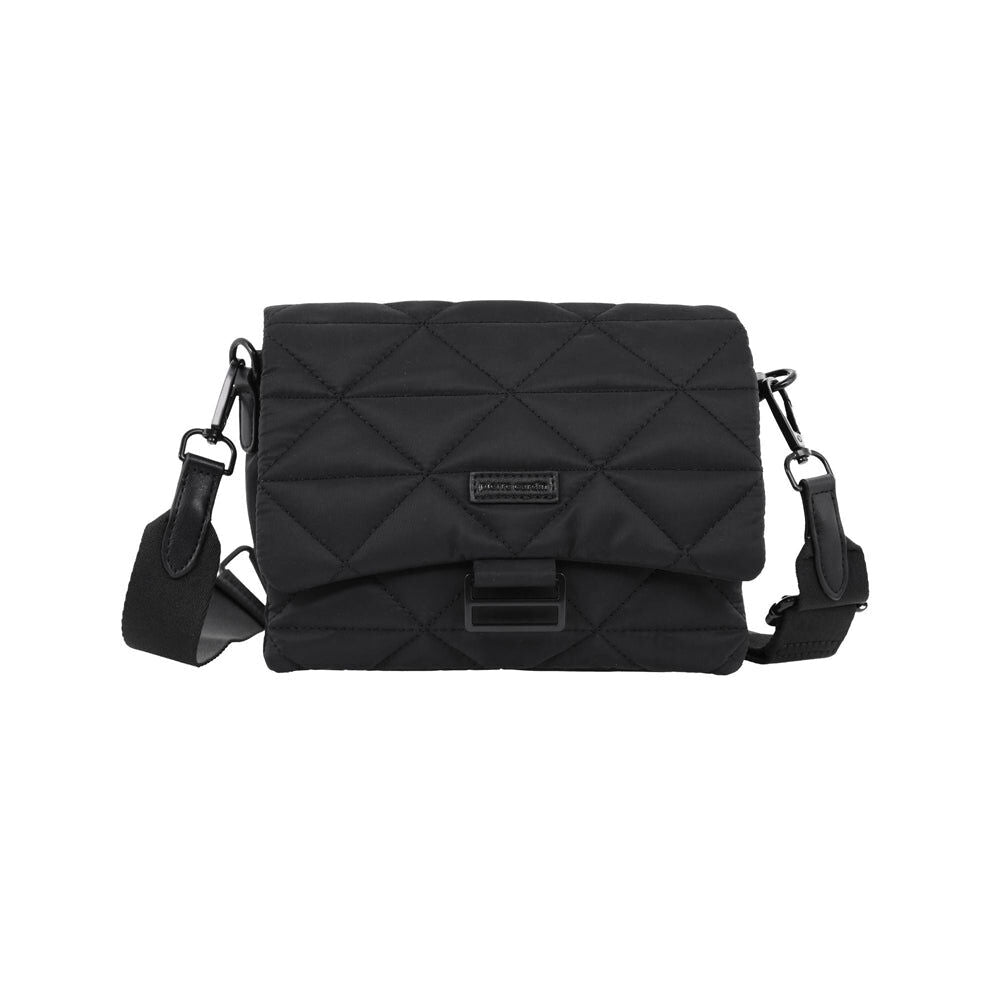 Pierre Cardin Ladies Nylon Quilted Textured Crossbody Bag in Black