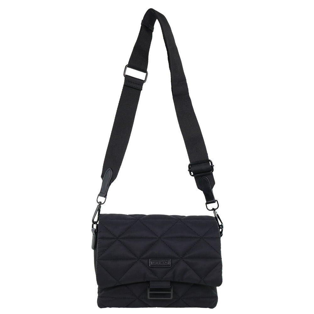 Pierre Cardin Ladies Nylon Quilted Textured Crossbody Bag in Black