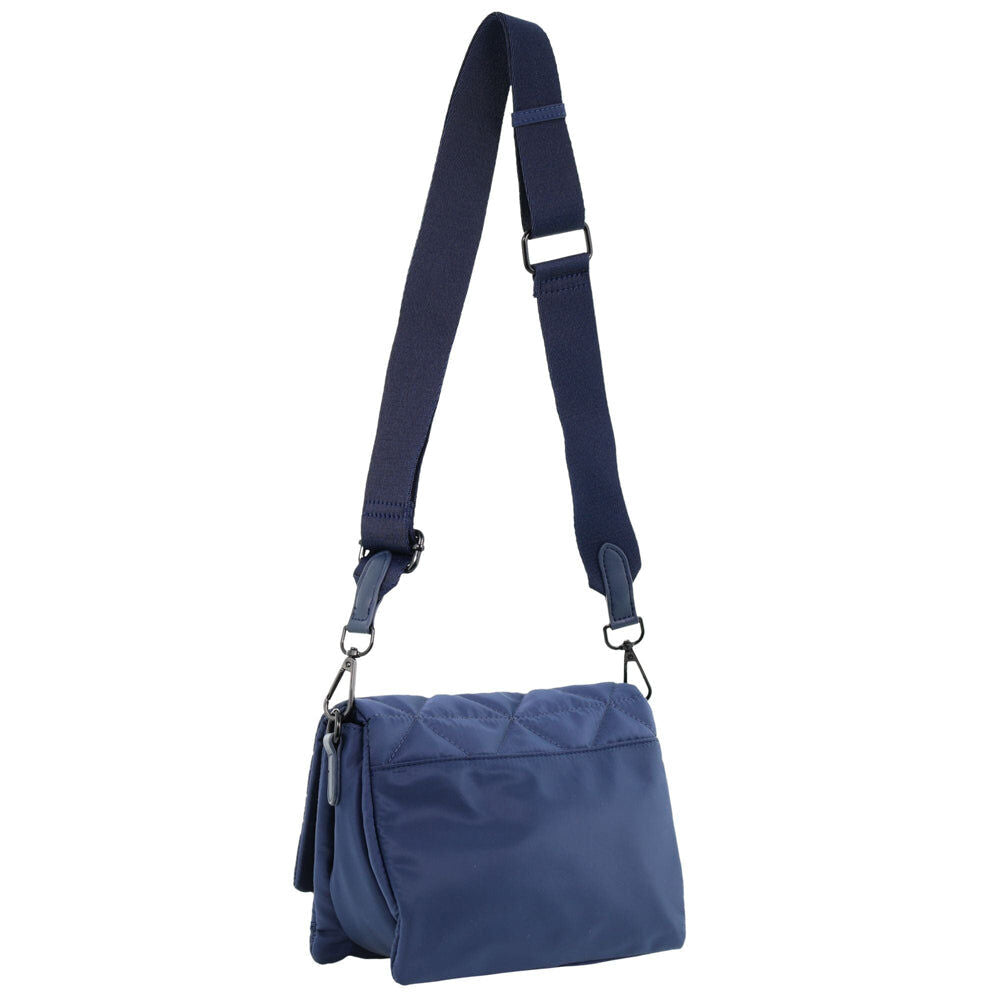 Pierre Cardin Ladies Nylon Quilted Textured Crossbody Bag in Navy