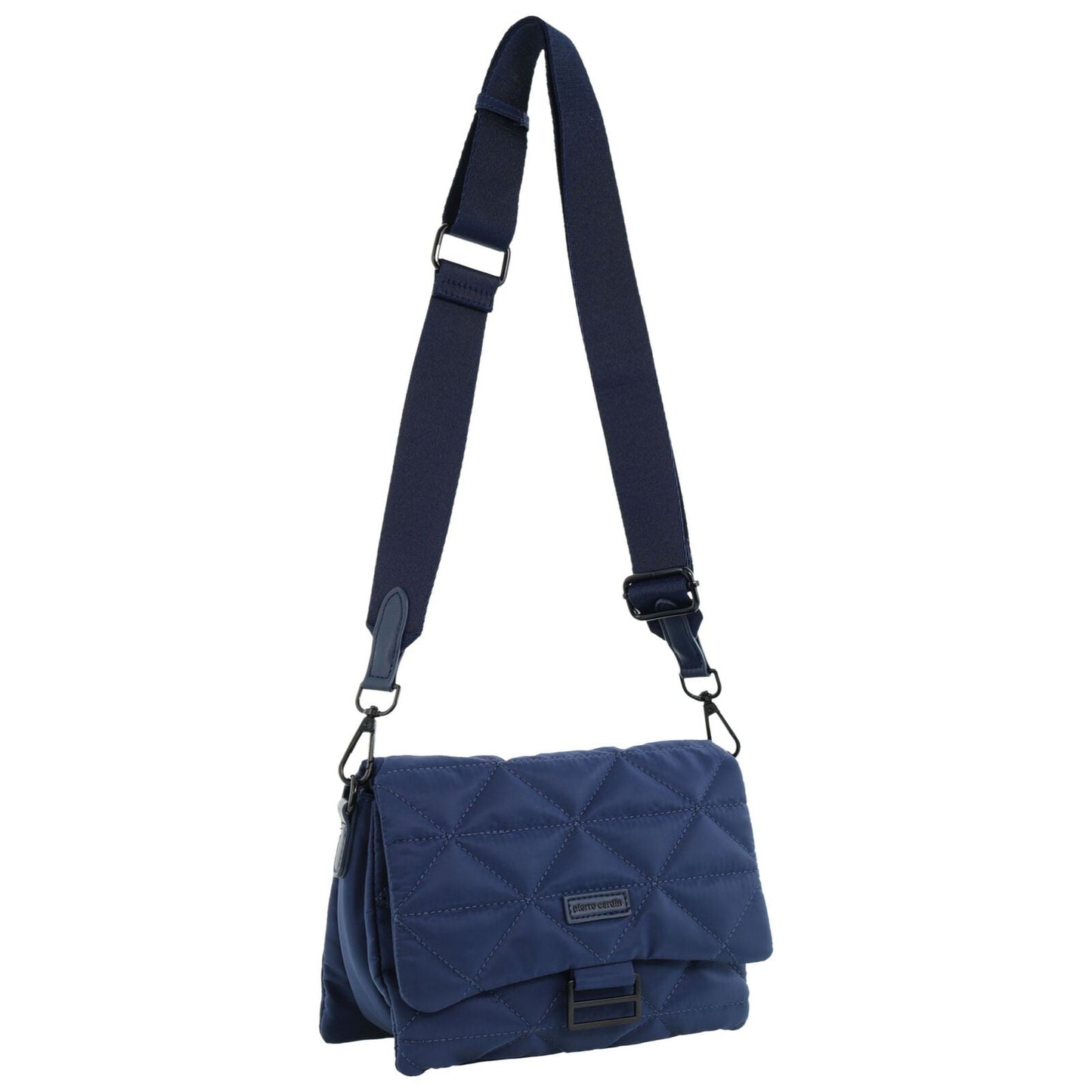 Pierre Cardin Ladies Nylon Quilted Textured Crossbody Bag in Navy