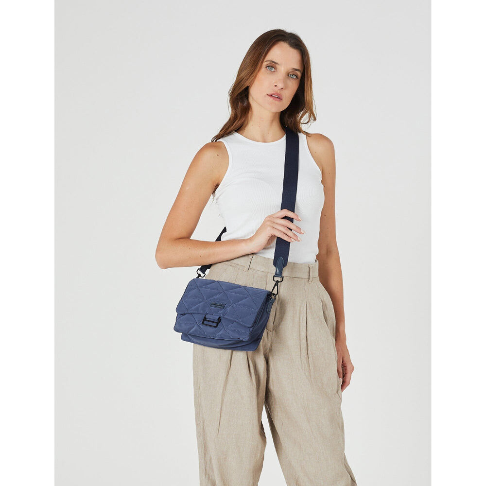 Pierre Cardin Ladies Nylon Quilted Textured Crossbody Bag in Navy