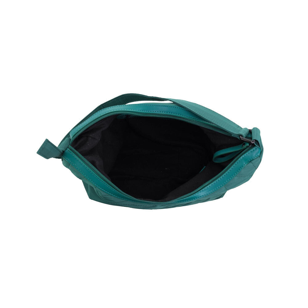 Pierre Cardin Womens Classic Nylon Geometric Quilted Shoulder Hobo Bag - Green