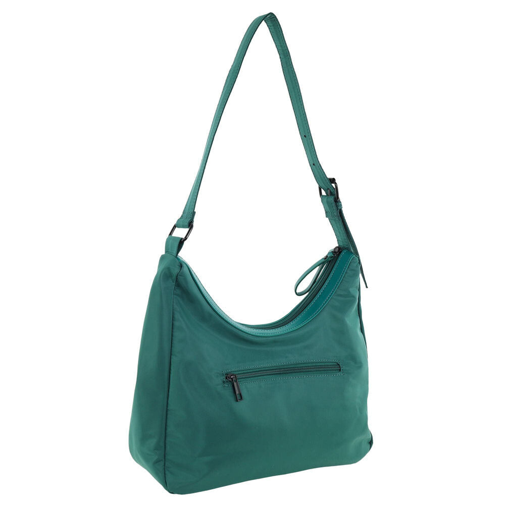 Pierre Cardin Womens Classic Nylon Geometric Quilted Shoulder Hobo Bag - Green