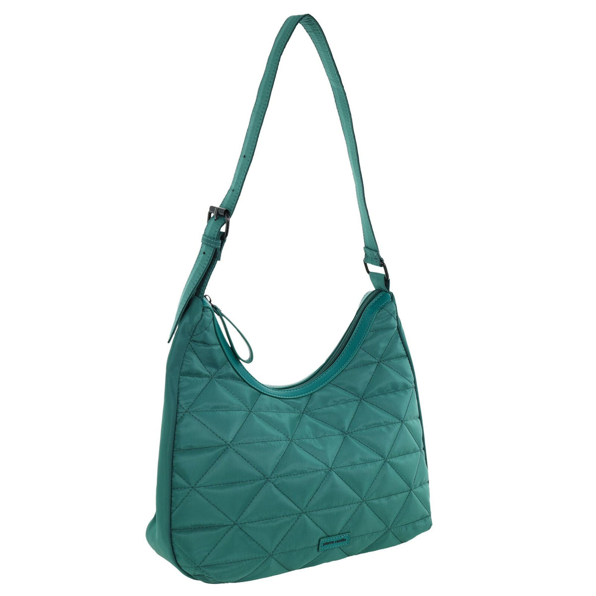 Pierre Cardin Womens Classic Nylon Geometric Quilted Shoulder Hobo Bag - Green