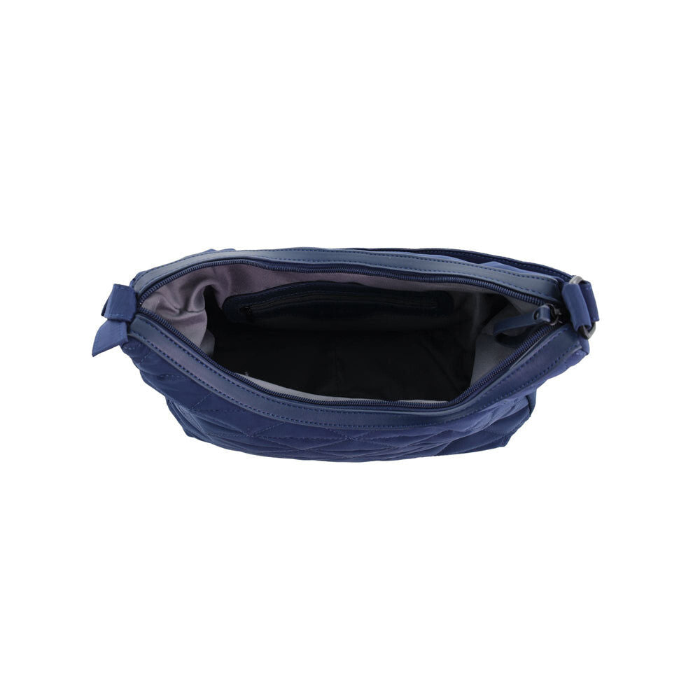 Pierre Cardin Womens Classic Nylon Geometric Shoulder Quilted Hobo Bag - Navy