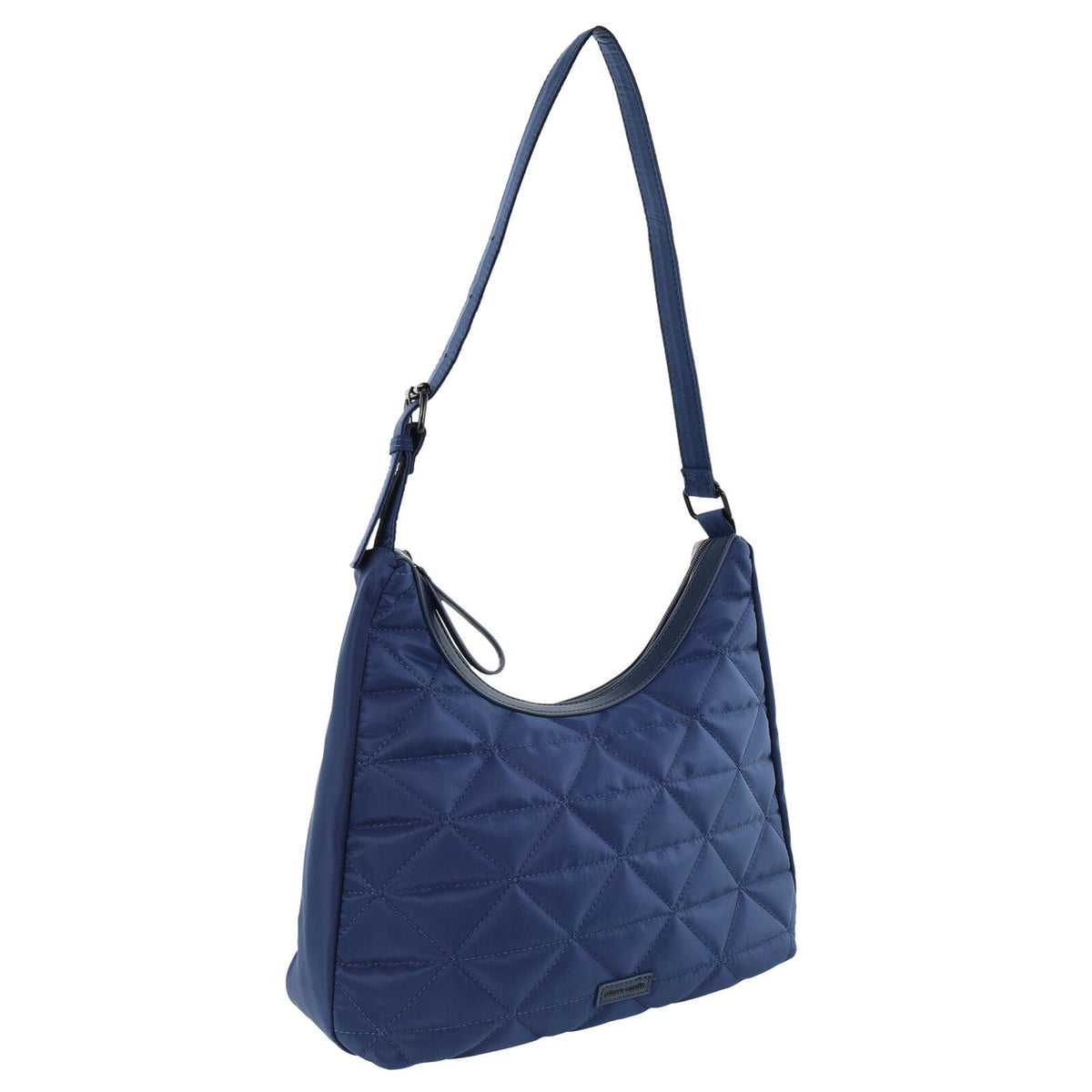Pierre Cardin Womens Classic Nylon Geometric Shoulder Quilted Hobo Bag - Navy