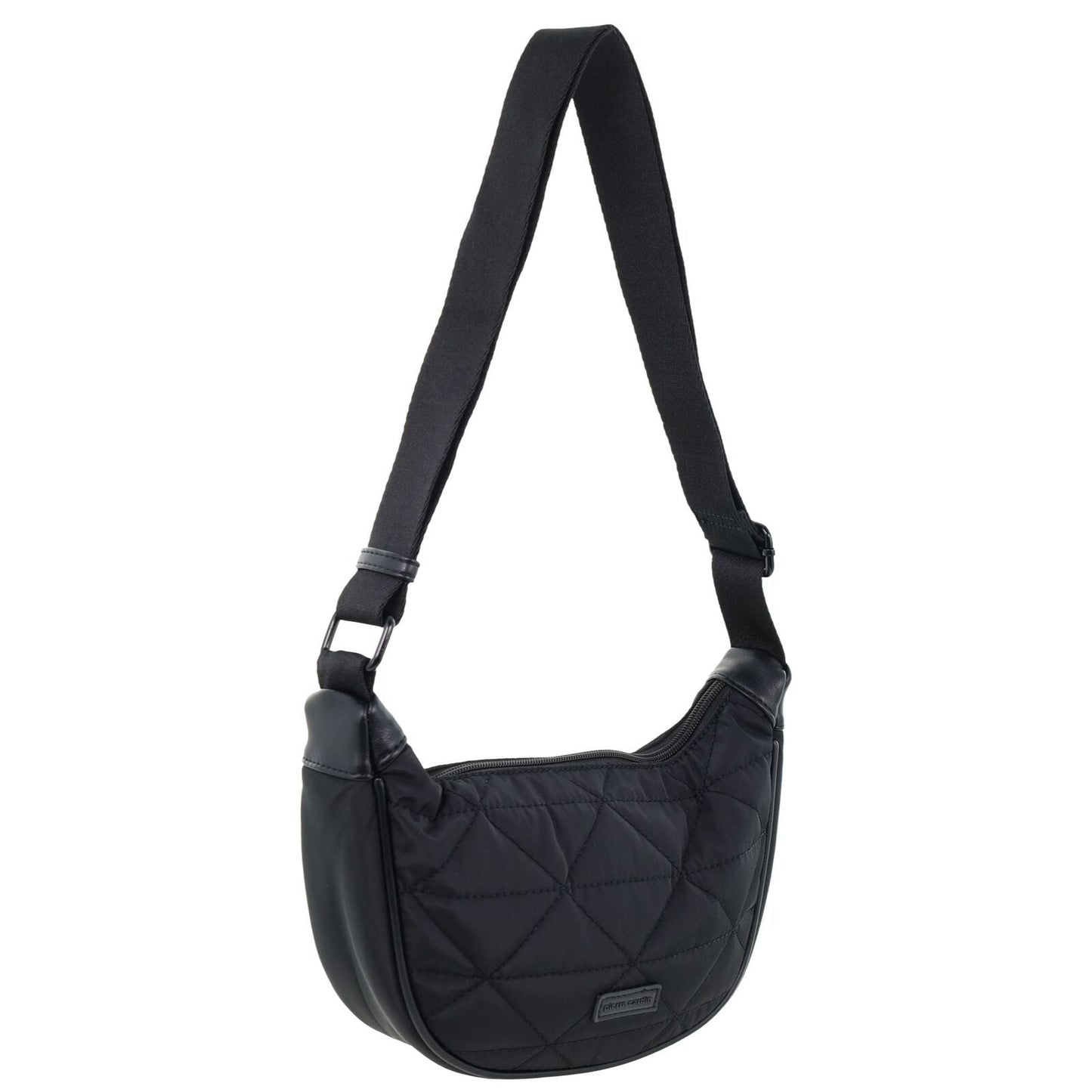 Pierre Cardin Ladies Nylon Crescent Quilted Crossbody Bag - Black
