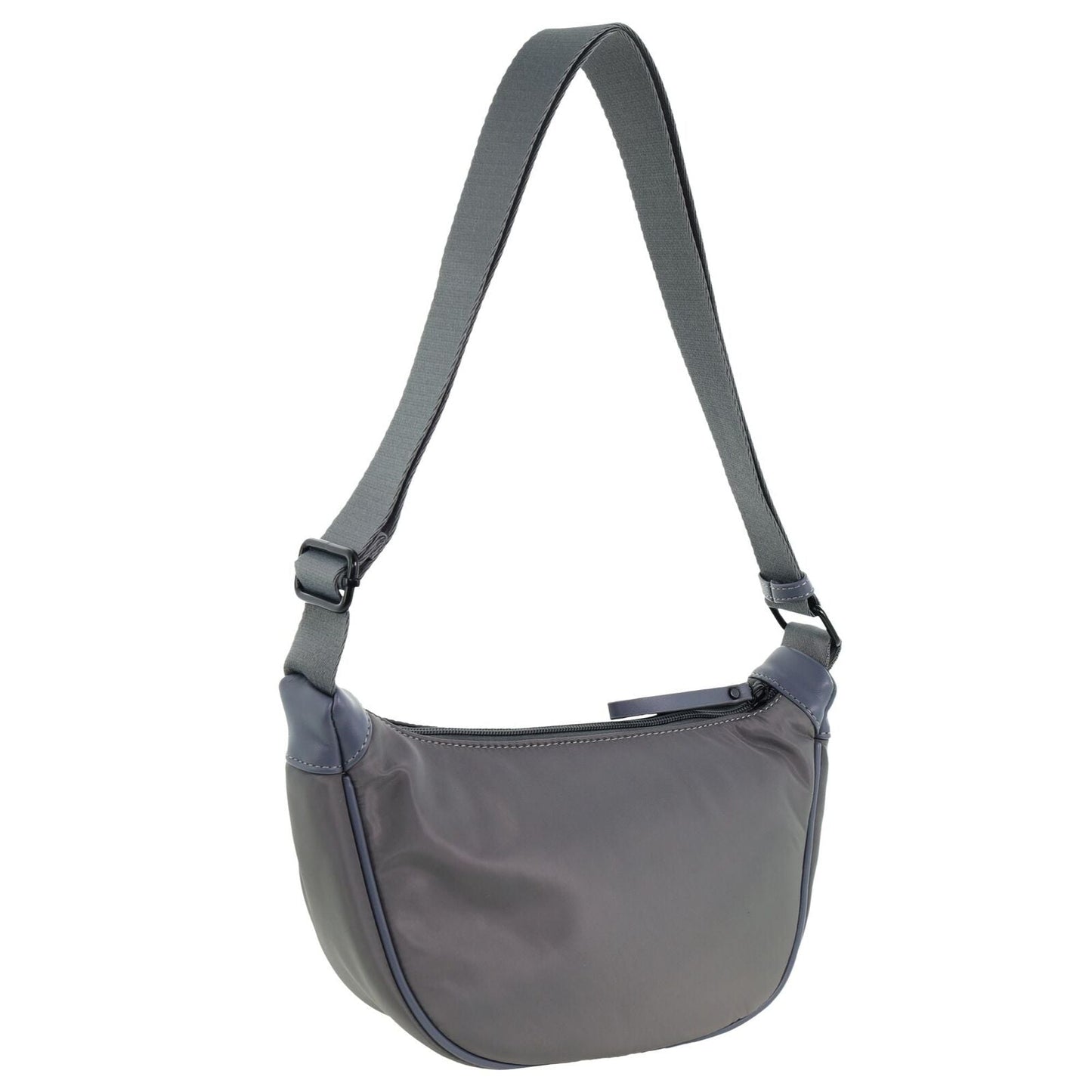 Pierre Cardin Ladies Nylon Crescent Quilted Crossbody Bag - Grey-3
