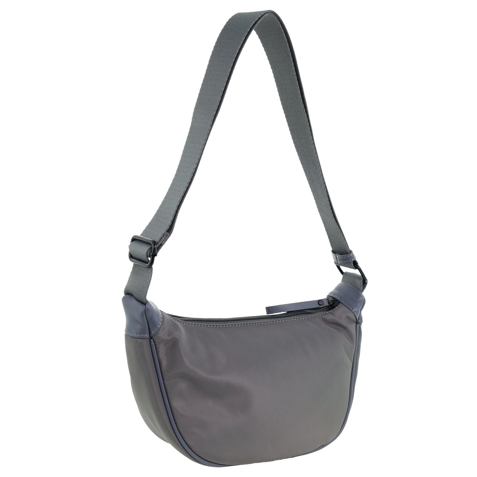 Pierre Cardin Ladies Nylon Crescent Quilted Crossbody Bag - Grey-3