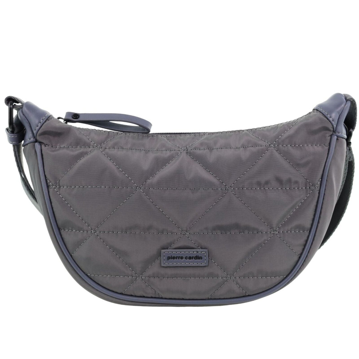 Pierre Cardin Ladies Nylon Crescent Quilted Crossbody Bag - Grey