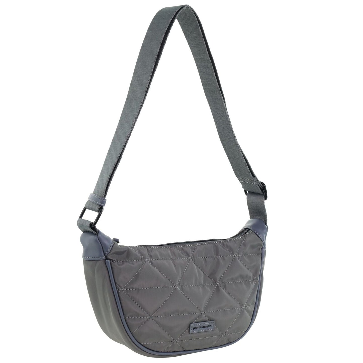 Pierre Cardin Ladies Nylon Crescent Quilted Crossbody Bag - Grey