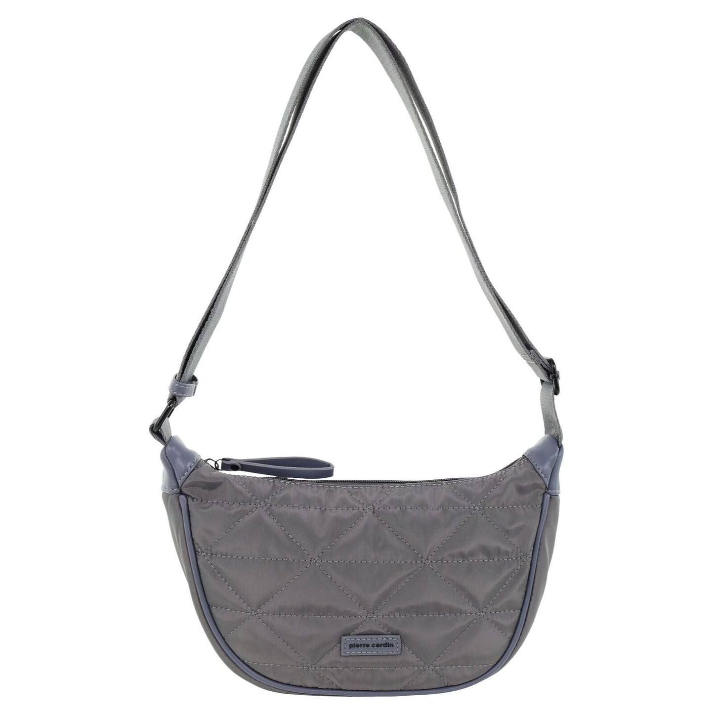 Pierre Cardin Ladies Nylon Crescent Quilted Crossbody Bag - Grey