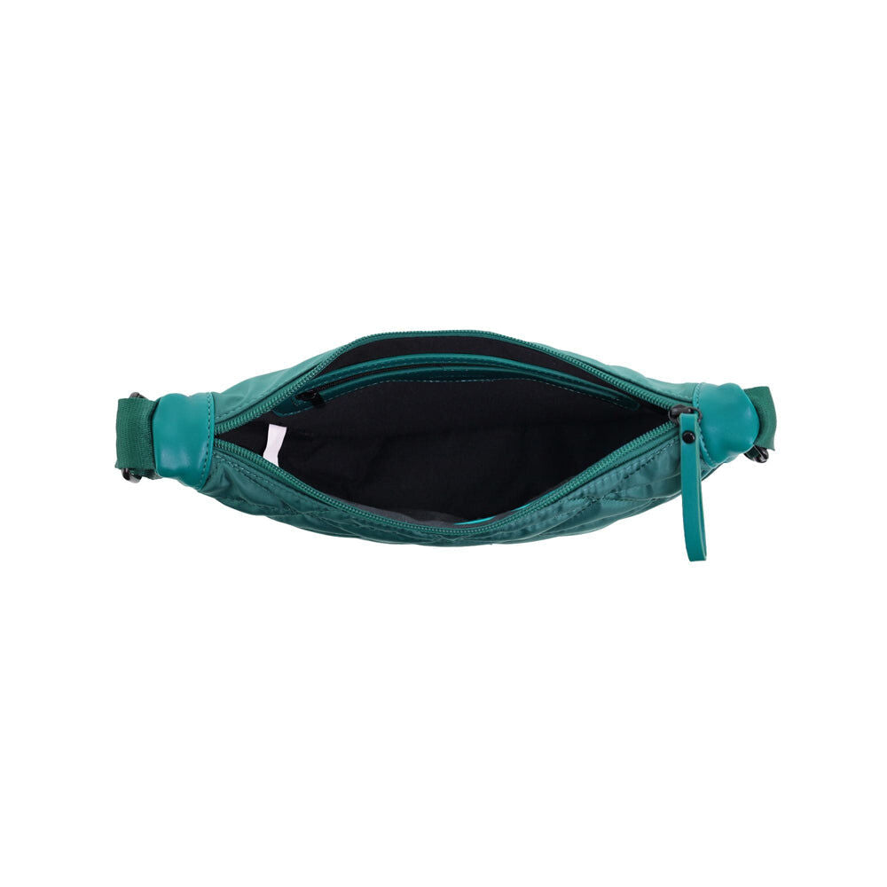 Pierre Cardin Ladies Nylon Crescent Quilted Crossbody Bag - Green-2