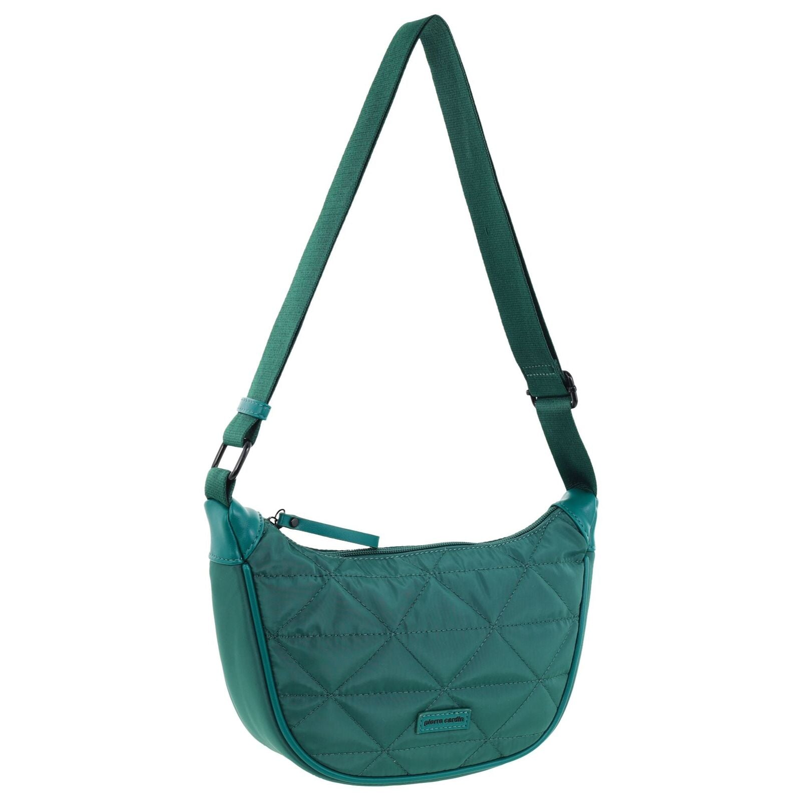 Pierre Cardin Ladies Nylon Crescent Quilted Crossbody Bag - Green-1