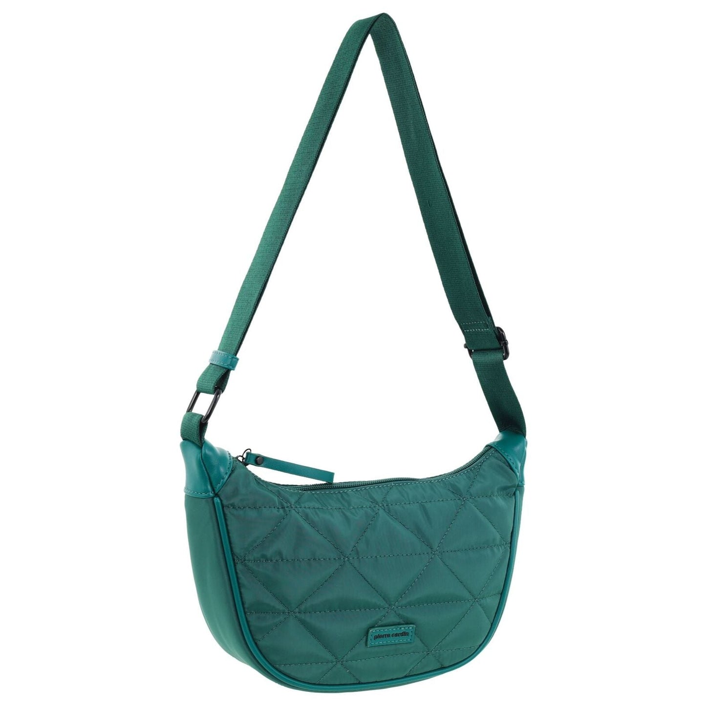 Pierre Cardin Ladies Nylon Crescent Quilted Crossbody Bag - Green