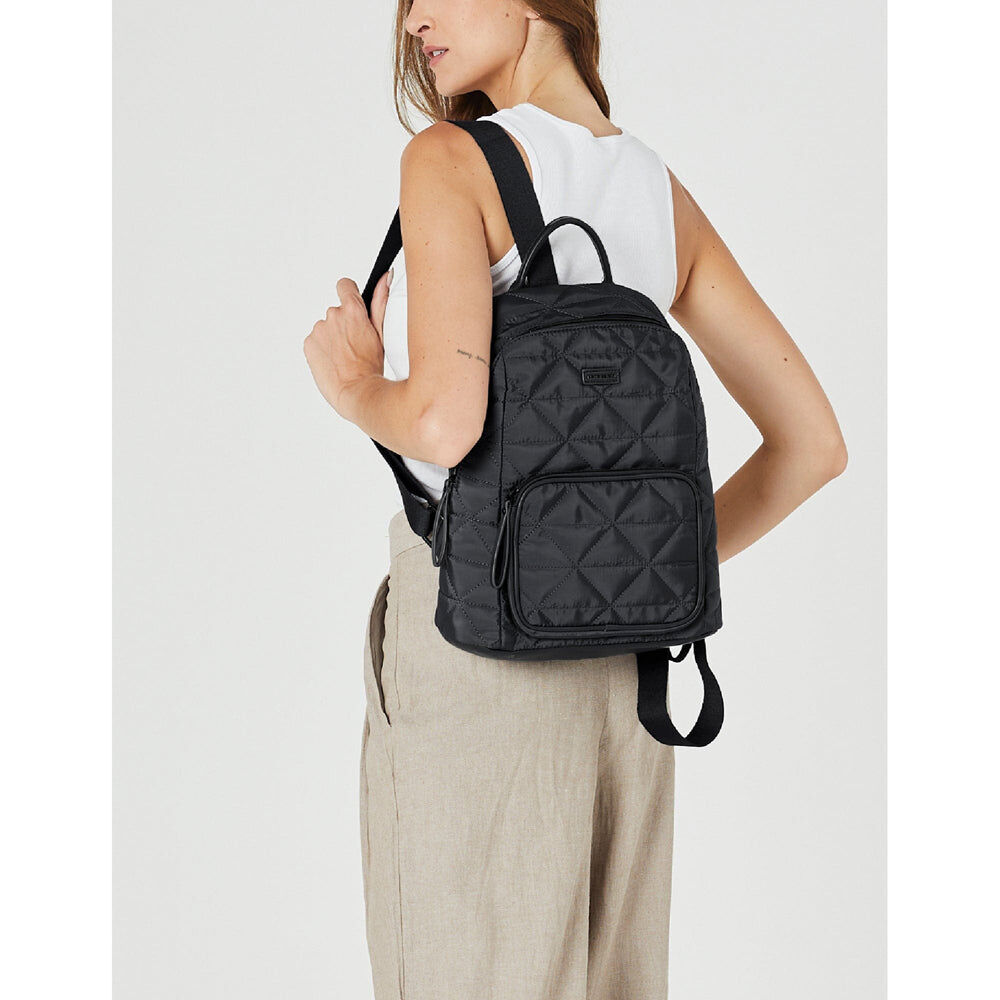 Pierre Cardin Nylon Quilted Casual Travel Backpack Bag - Black-2