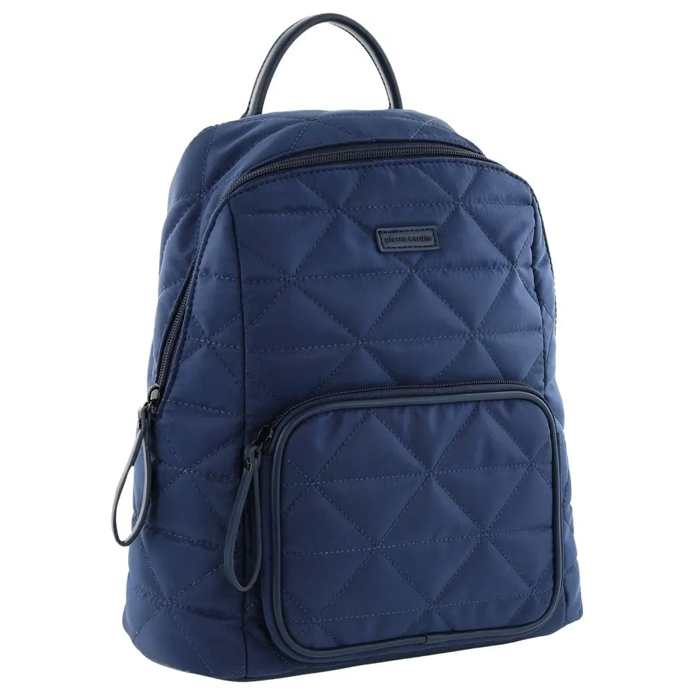 Pierre Cardin Nylon Quilted Casual Travel Backpack Bag - Navy-1