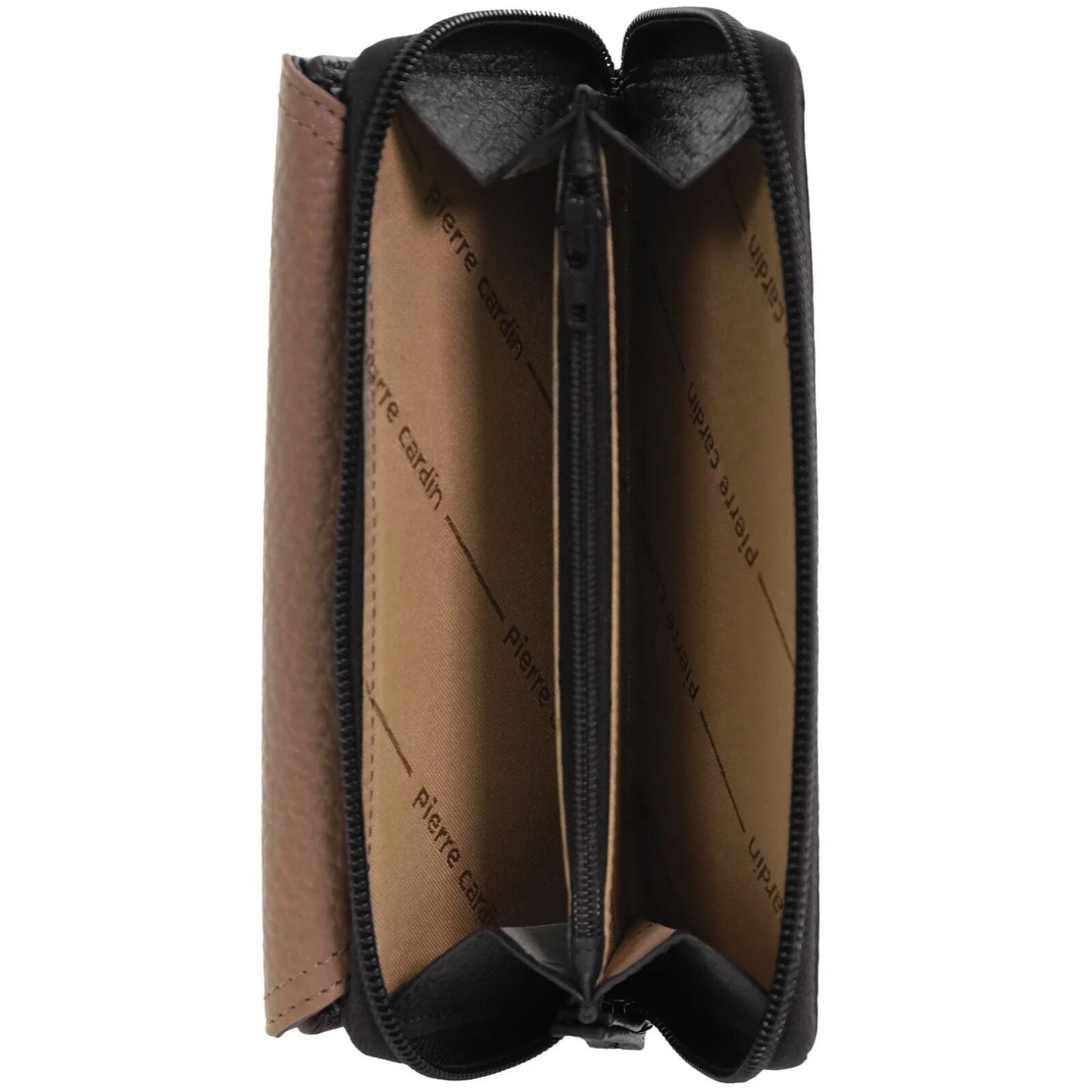 Pierre Cardin Ladies Tri-Fold Tab Wallet in Black/Taupe-3