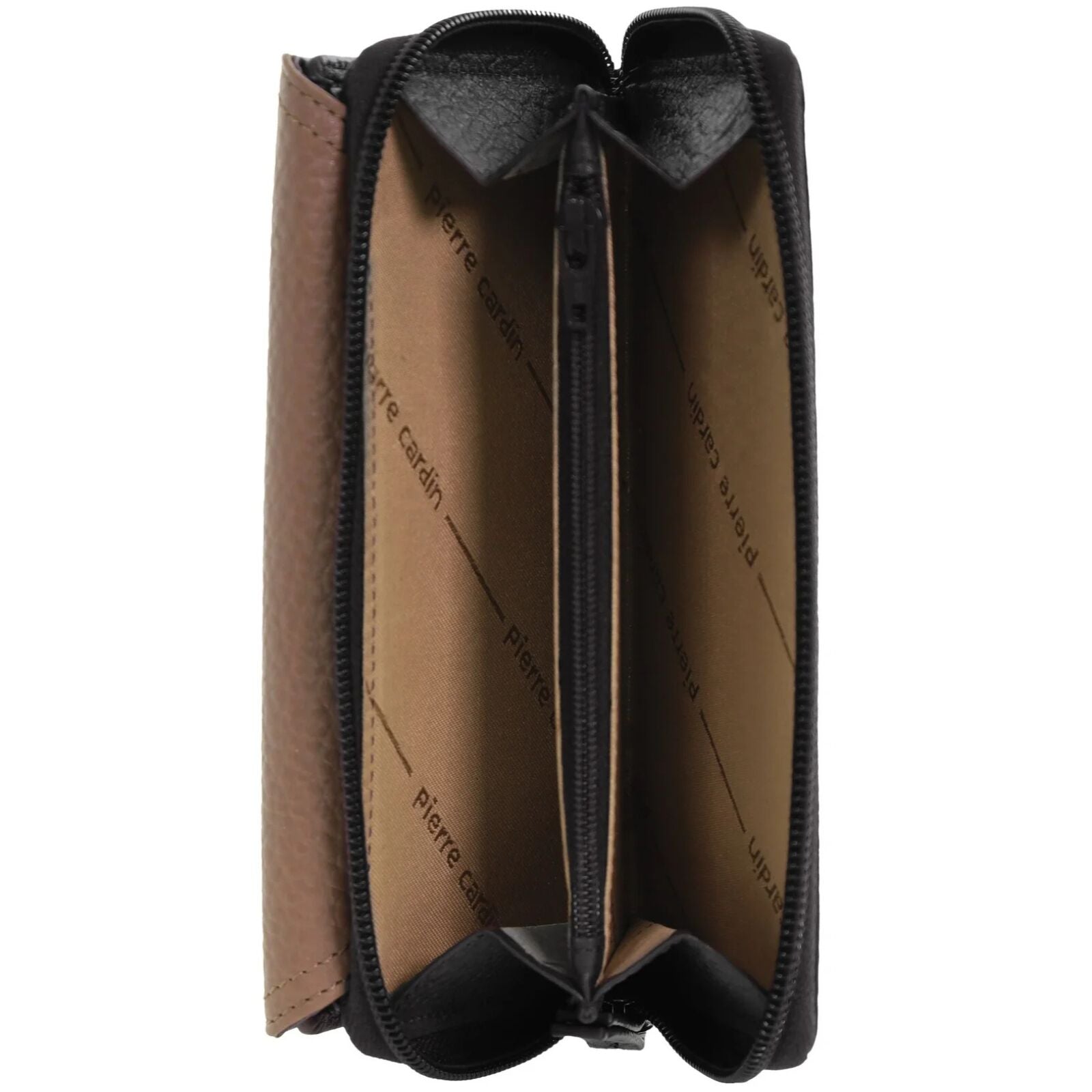 Pierre Cardin Ladies Tri-Fold Tab Wallet in Black/Taupe-3
