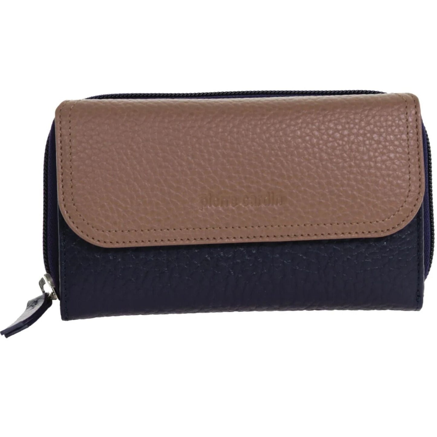 Pierre Cardin Ladies Tri-Fold Tab Wallet in Navy/Taupe-0
