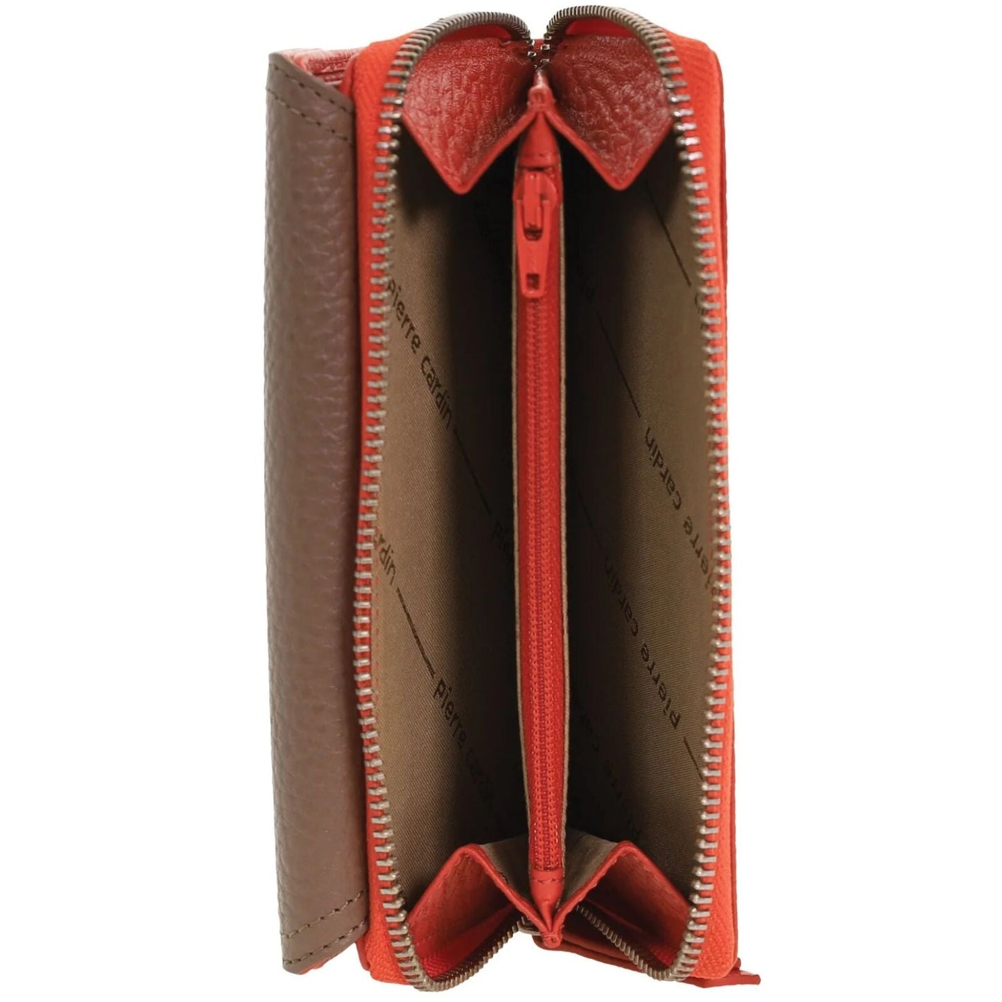 Pierre Cardin Ladies Tri-Fold Tab Wallet in Orange/Taupe-3