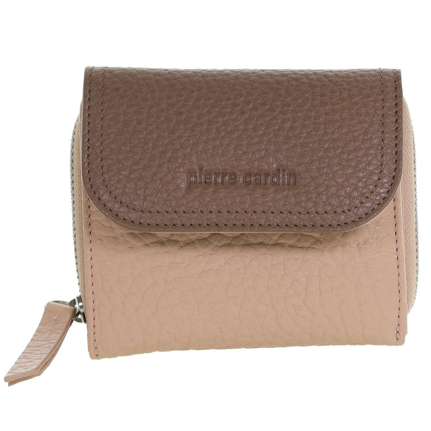 Pierre Cardin Ladies Leather Tri-Fold Tab Wallet in Blush/Taupe-1
